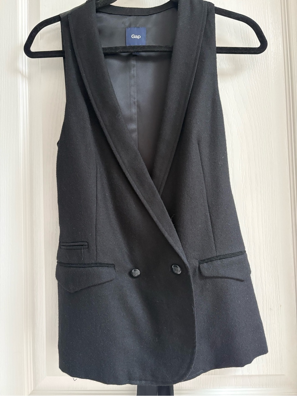 GAP Black Double-Breasted Wool Vest - Picture 2 of 7